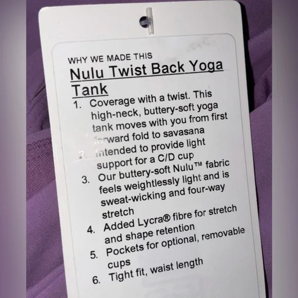 NWT Lululemon Nulu Twist-Back Yoga Tank Top *Light Support Wisteria Purple - Picture 10 of 13